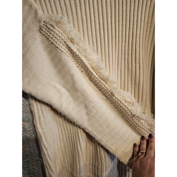 NWOT Kate and Sam Women Ivory Pullover Sweater XL Ribbed Fringe - Picture 4 of 8